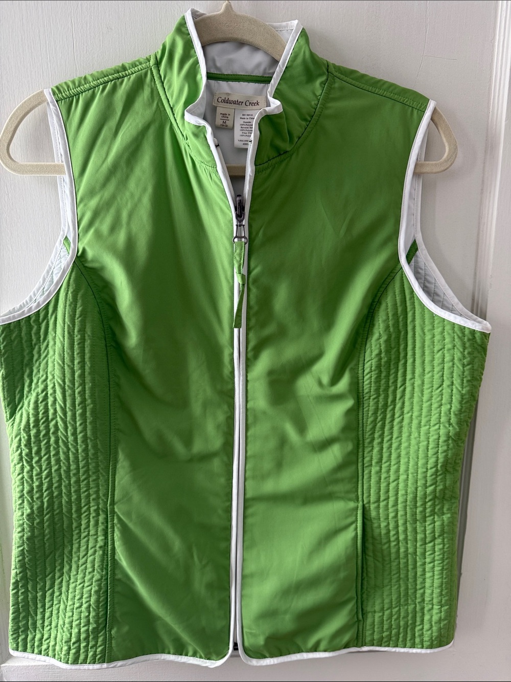 Coldwater Creek Bright Green Quilted Zip-Up Vest